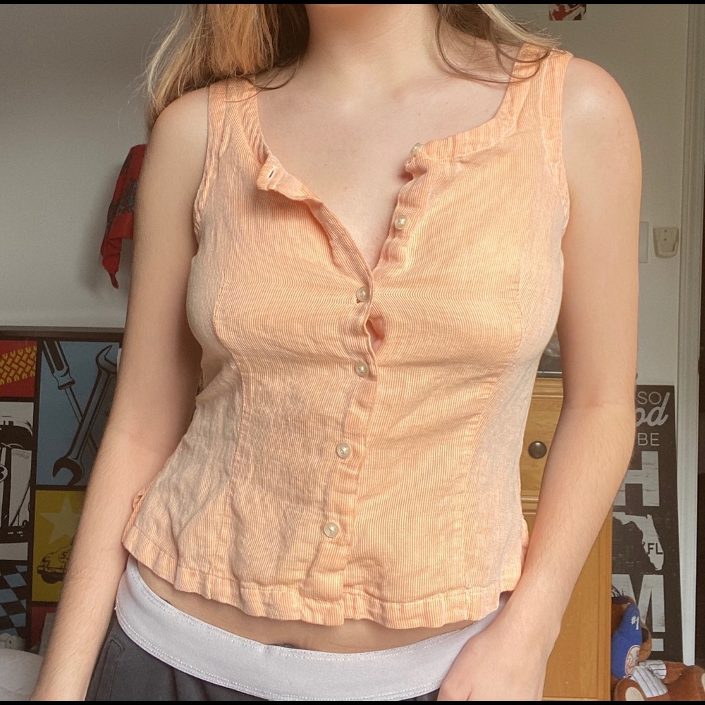 Eddie Bauer Orange and White Tank Top